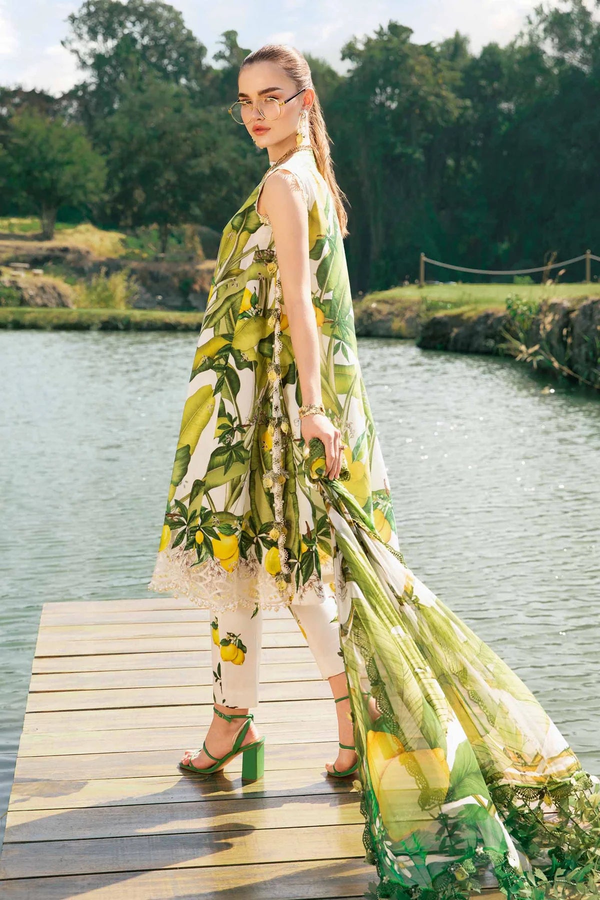 M.B Lawn Unstitched three-piece Suit #1A