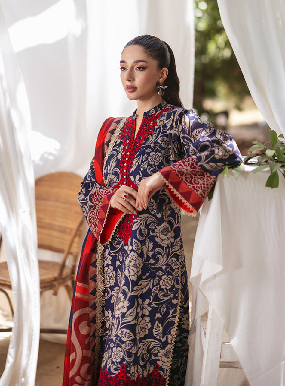 ZNB CHTANI Lawn Unstitched three-piece With Embroided Patch