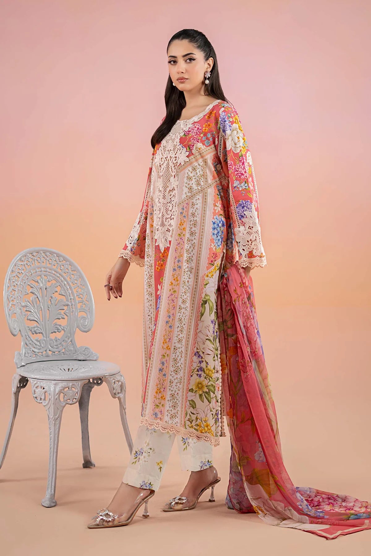 M.B Lawn Unstitched three-piece Suit #3A