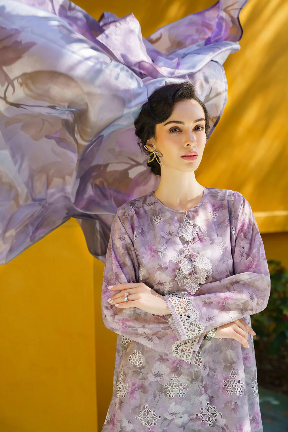 BRQ Chikan kari Lilac Pure Lawn New Arrival 3pc ;D#007