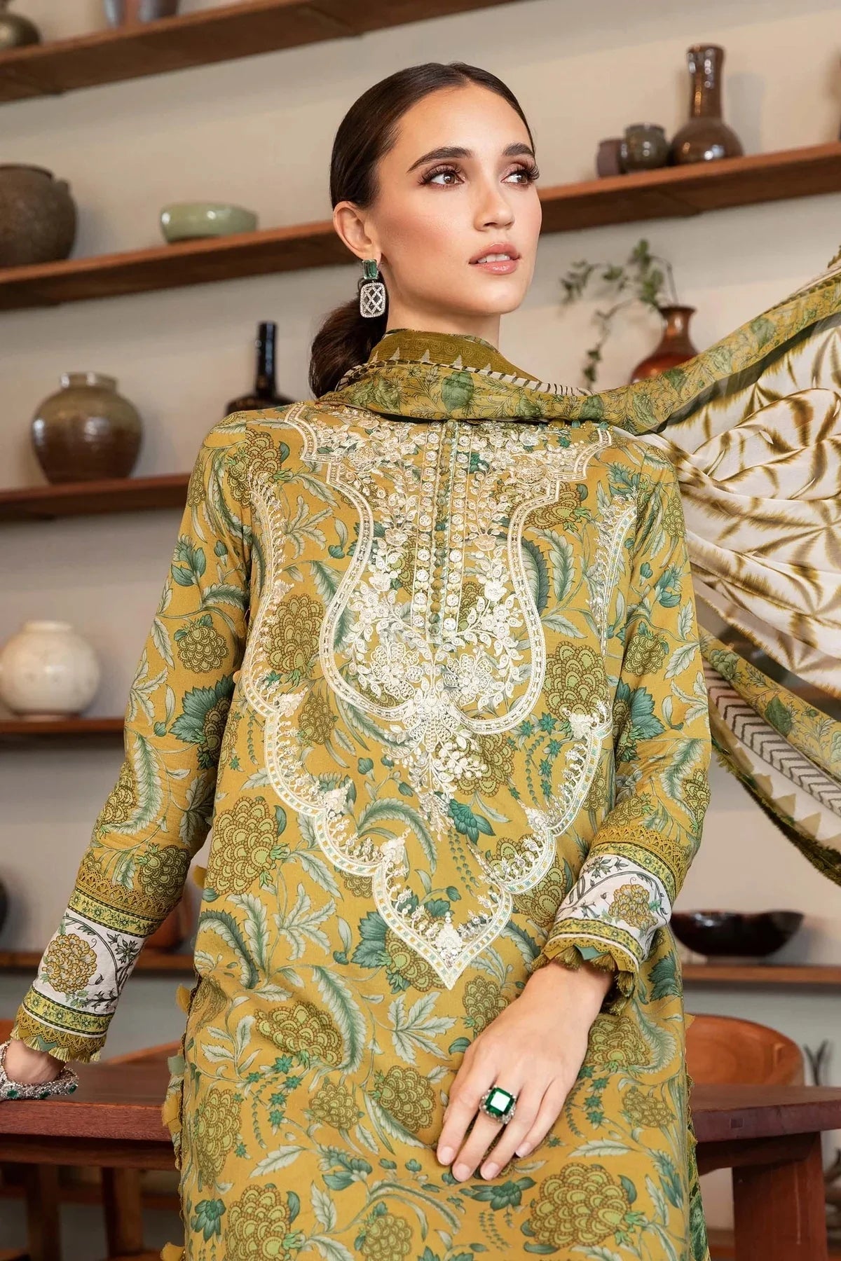 M.B Lawn Unstitched three-piece Suit #7A