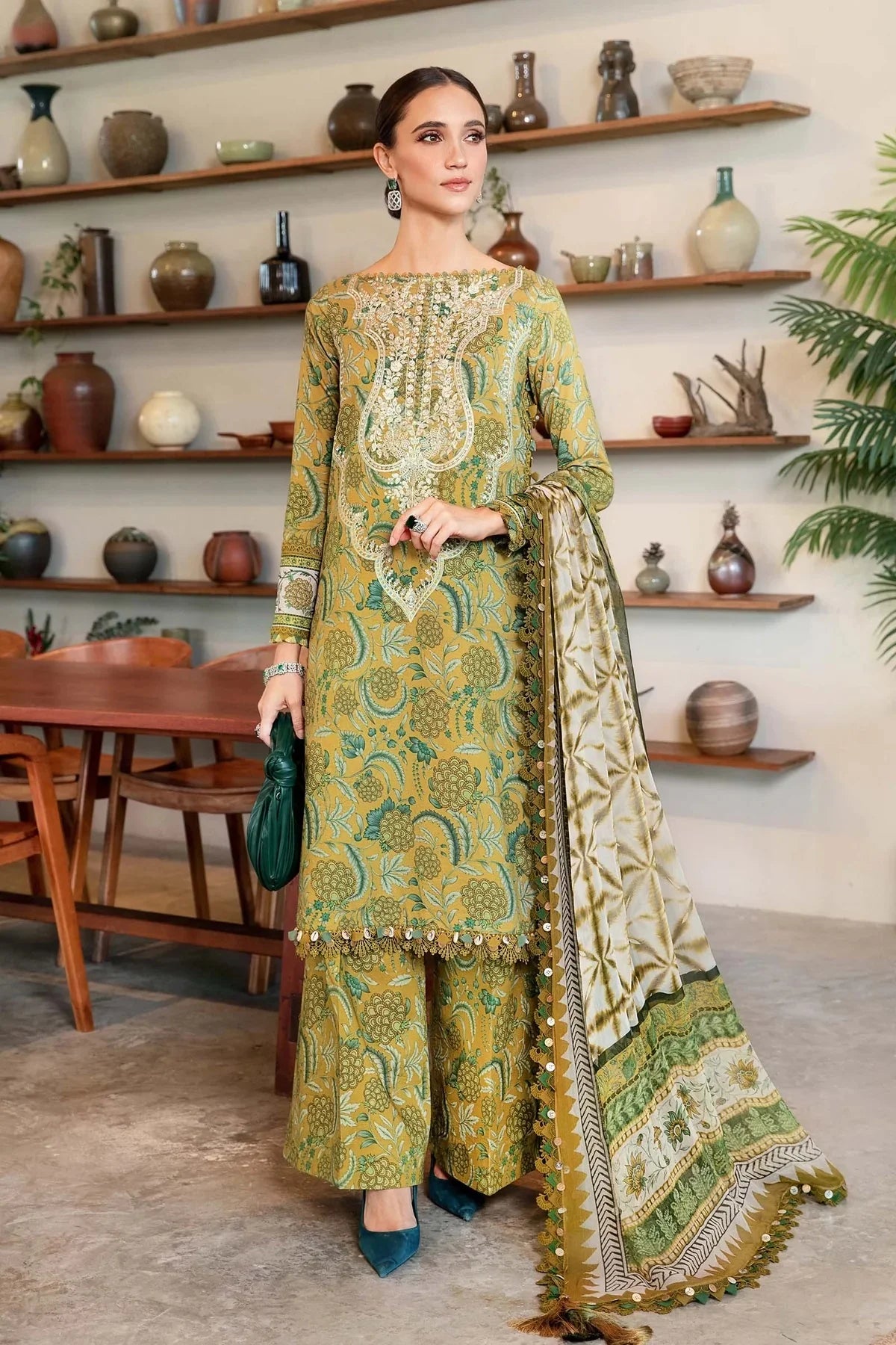 M.B Lawn Unstitched three-piece Suit #7A