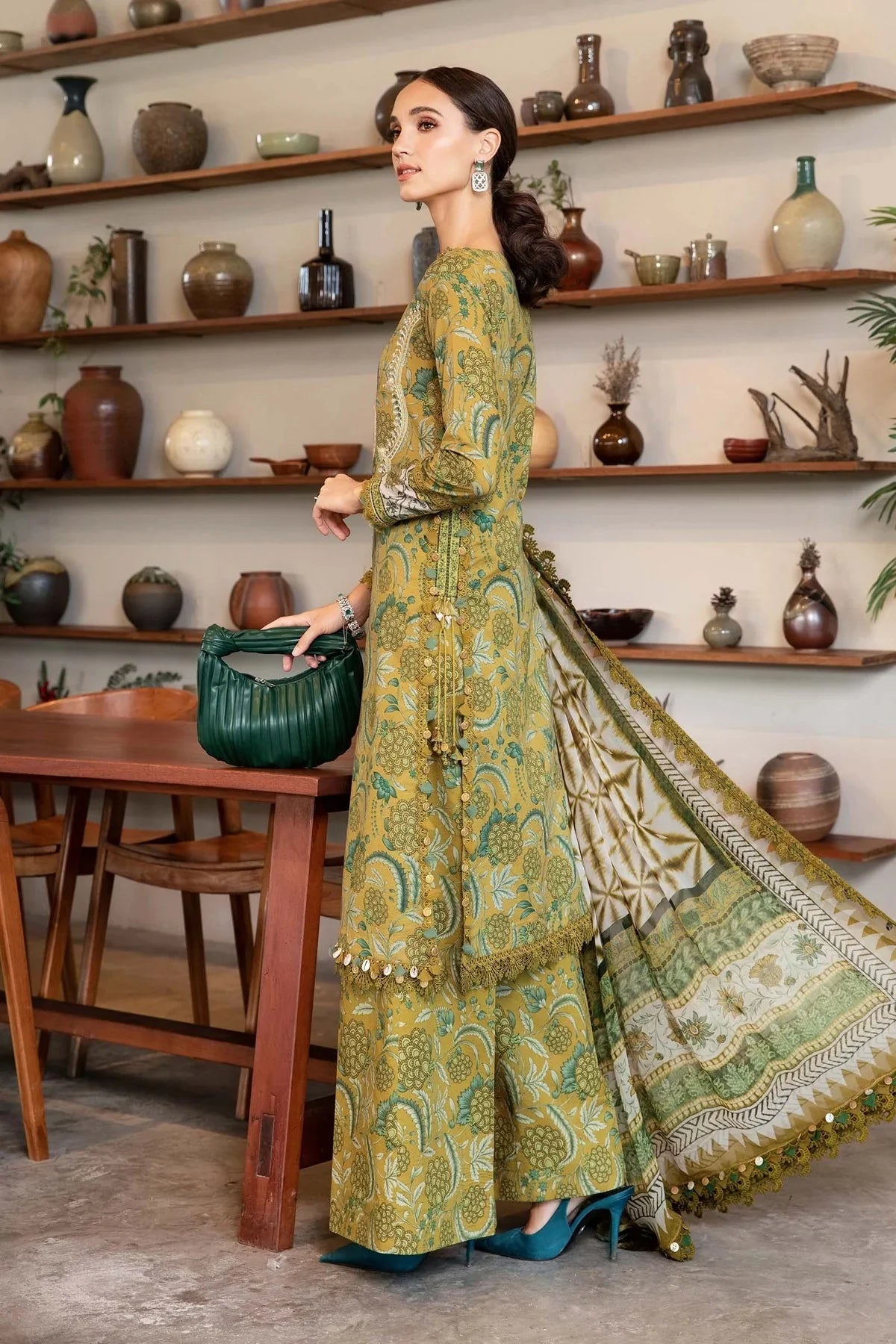 M.B Lawn Unstitched three-piece Suit #7A