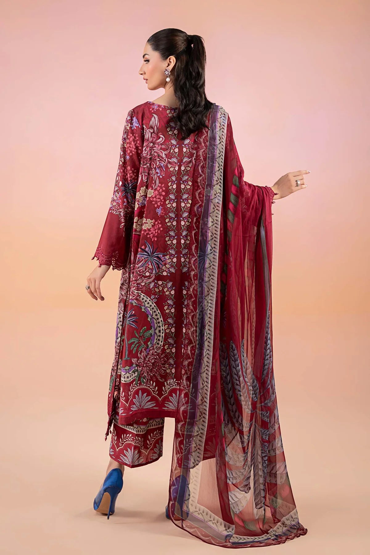 M.B Lawn Unstitched three-piece Suit #8A