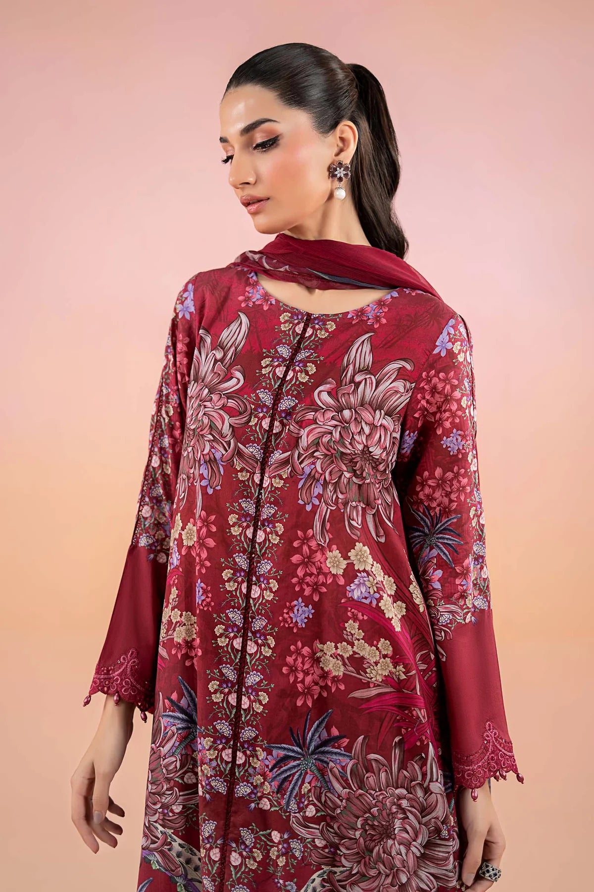 M.B Lawn Unstitched three-piece Suit #8A