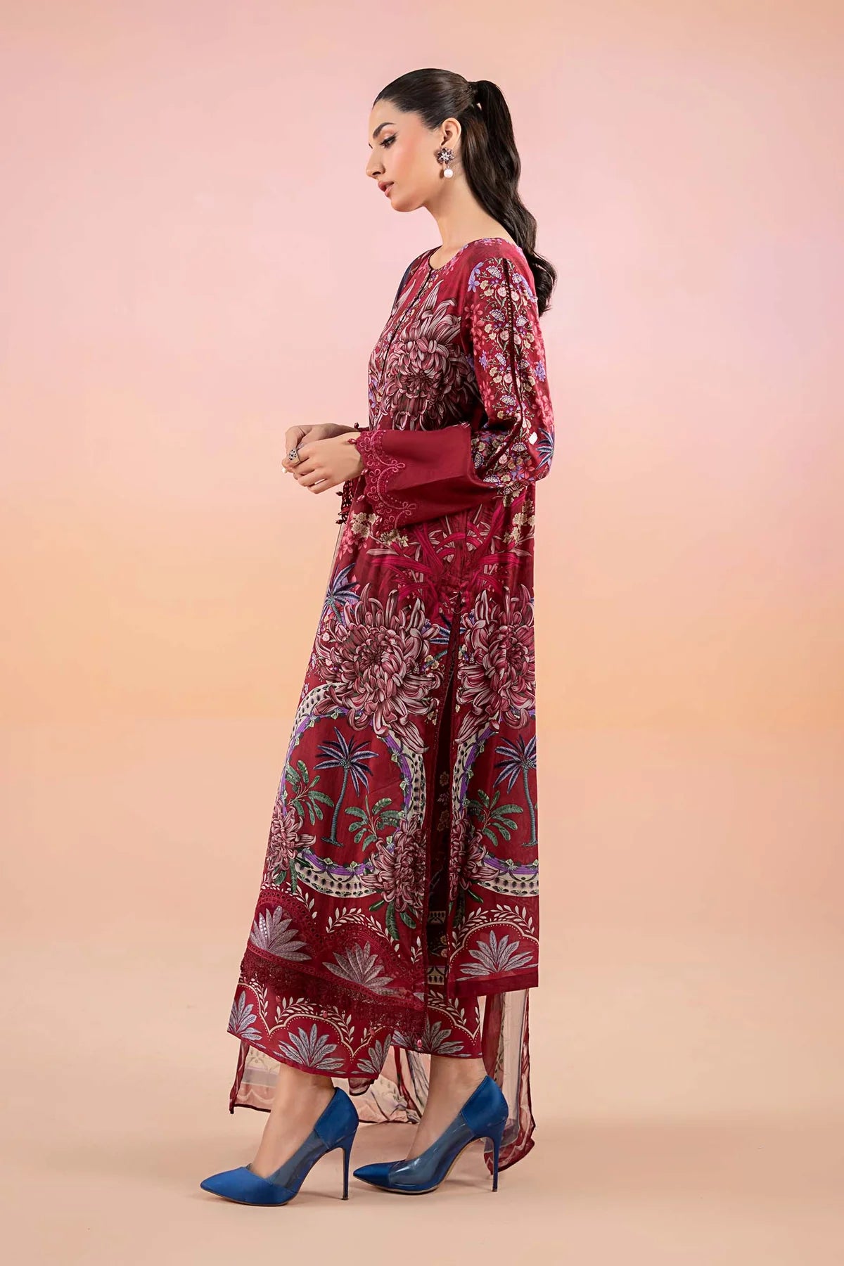 M.B Lawn Unstitched three-piece Suit #8A