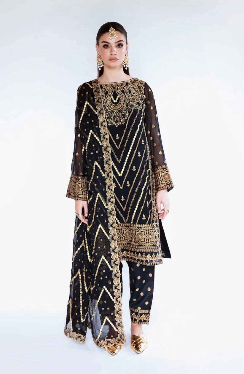 MRYM & MRIA Embroided Patch 3pc Lawn With Bamber Chiffon Embroided Duppta