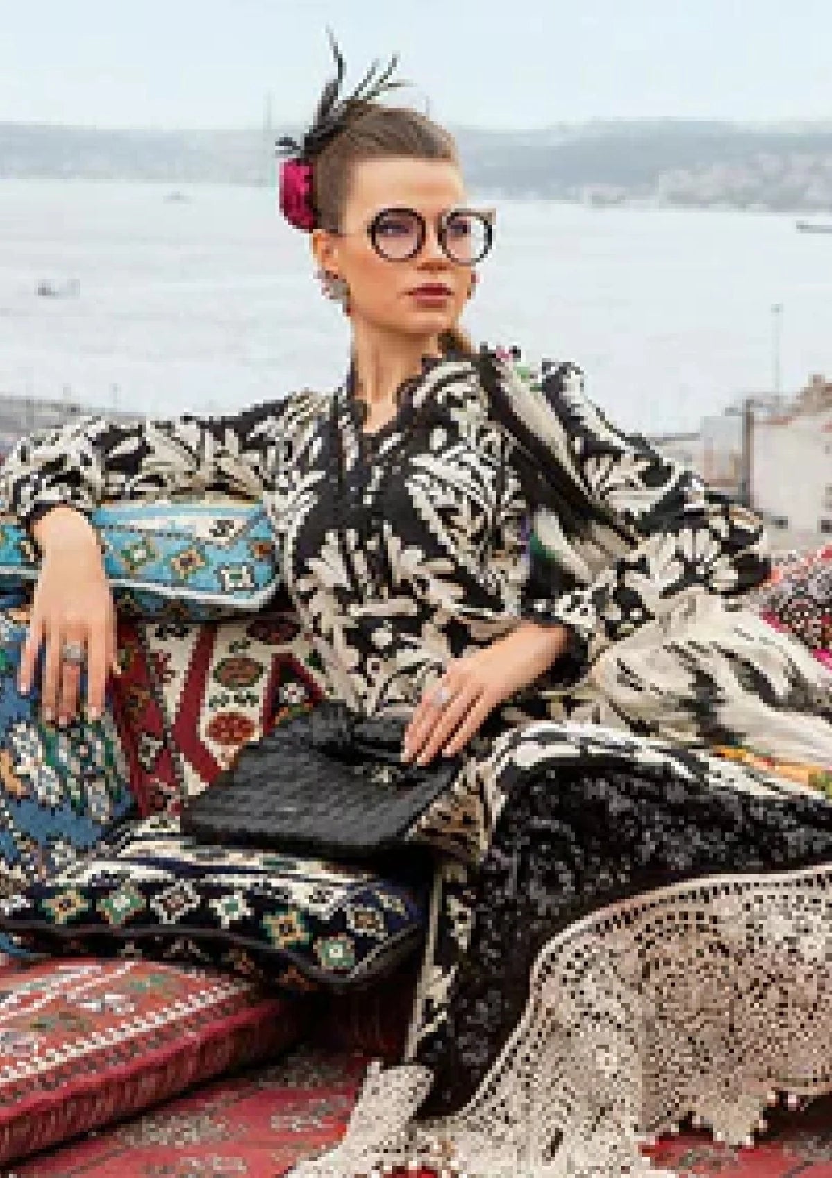 M.B Lawn Unstitched three-piece Suit.