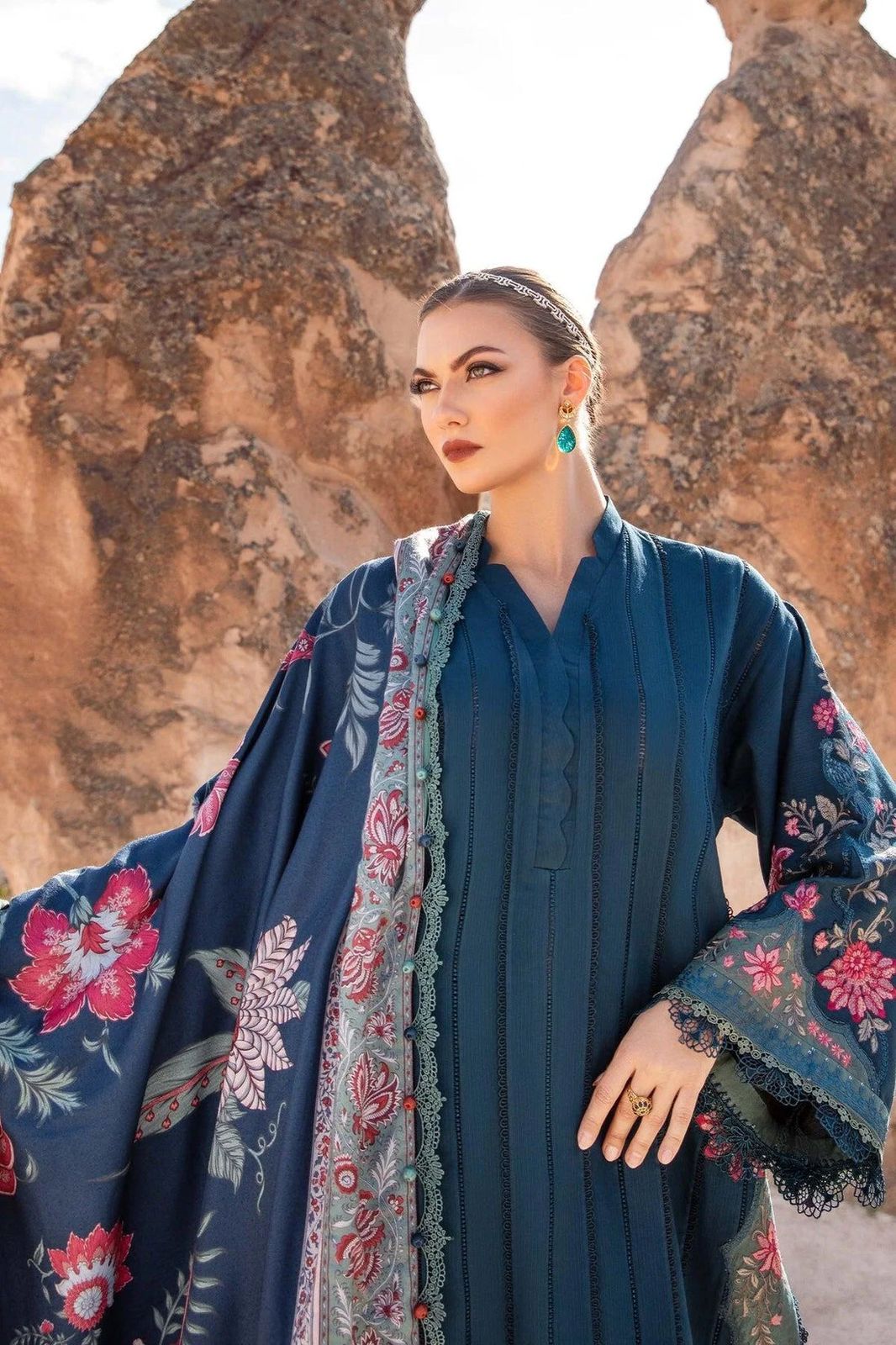 M.B Lawn Unstitched three-piece Suit