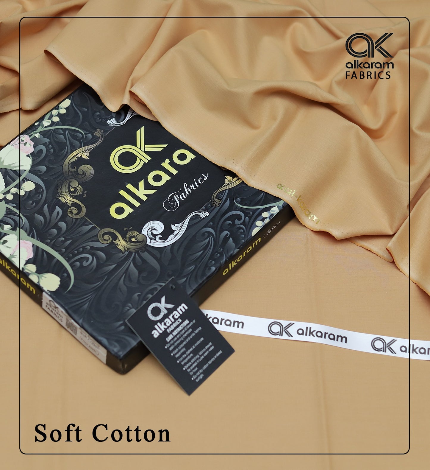 Alkaram Soft Cotton (Unstitched) Suit Golden Brown color