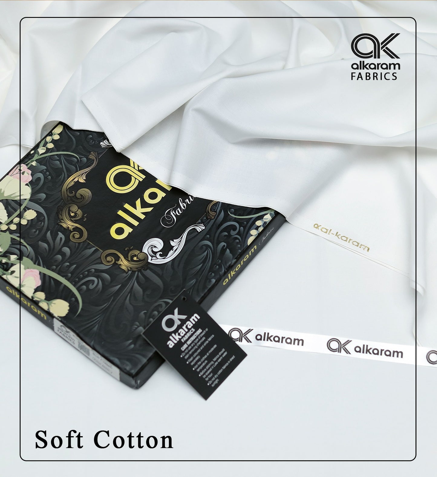Alkaram Soft Cotton (Unstitched) Suit Off-White Color