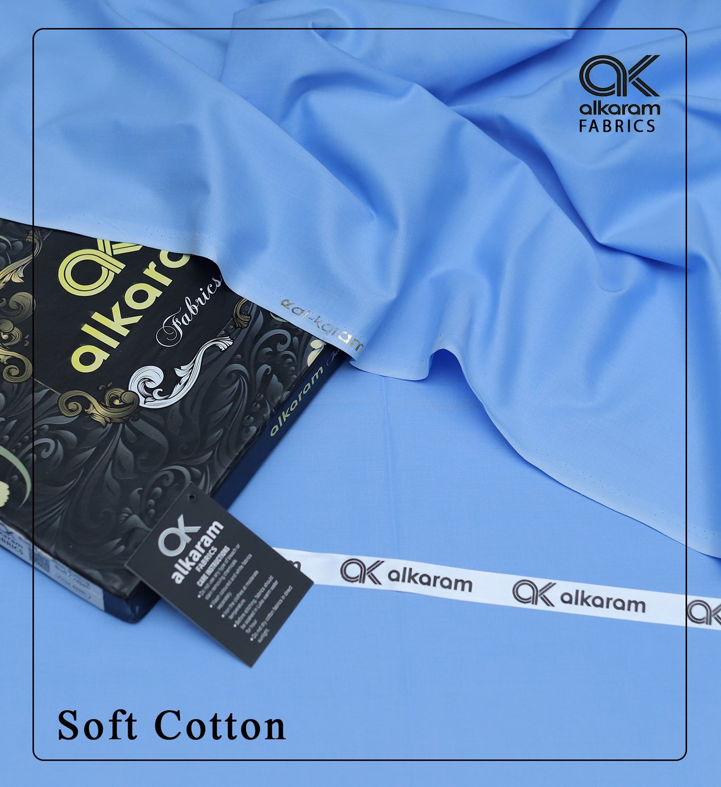 Alkaram Soft Cotton (Unstitched) Suit Sky Blue Color