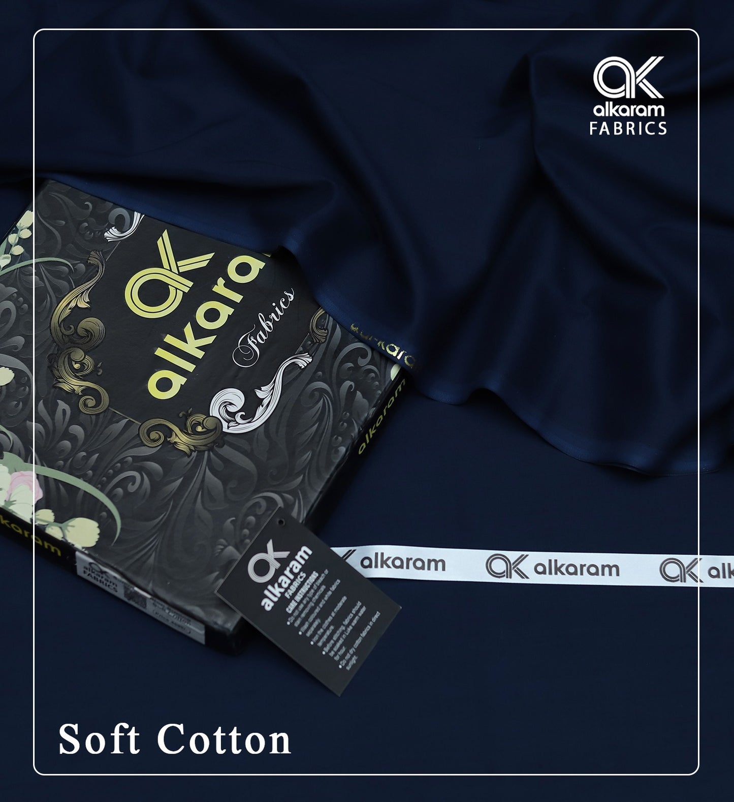 Alkaram Soft Cotton (Unstitched) Suit Navy Blue Color