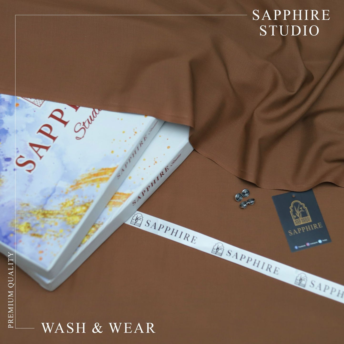 SPHR Men's Wash & Wear Unstitched Suit Chocolate Color