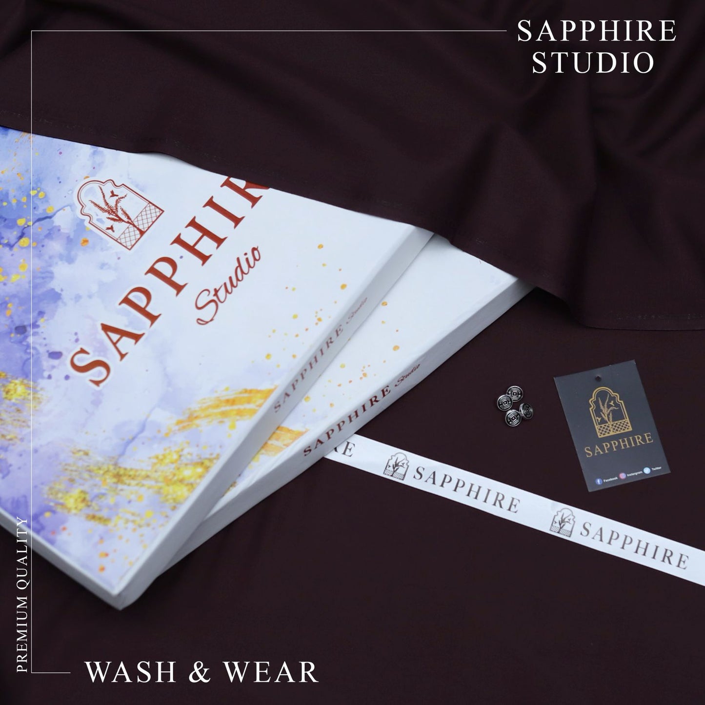 SPHR Men's Wash & Wear Unstitched Suit Plum Color