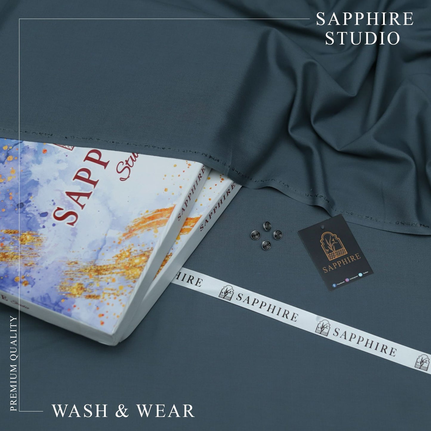 SPHR Men's Wash & Wear Unstitched Suit Teal Green Color