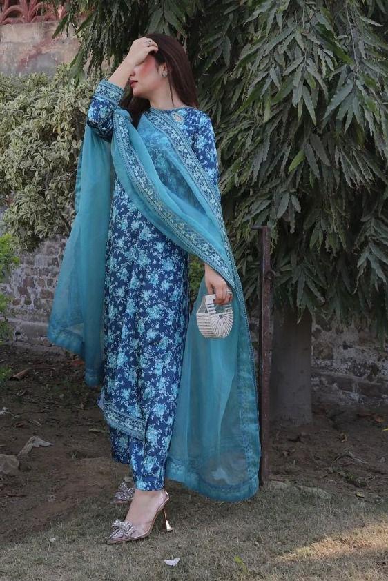 M.B Lawn New Arrival 3Pc (Unstitched) Suit