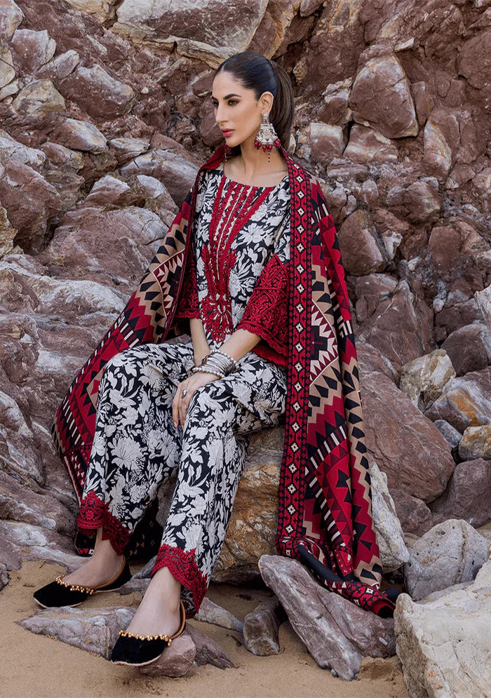 ZNB CHTANI Lawn Unstitched three-piece With Embroided Patch