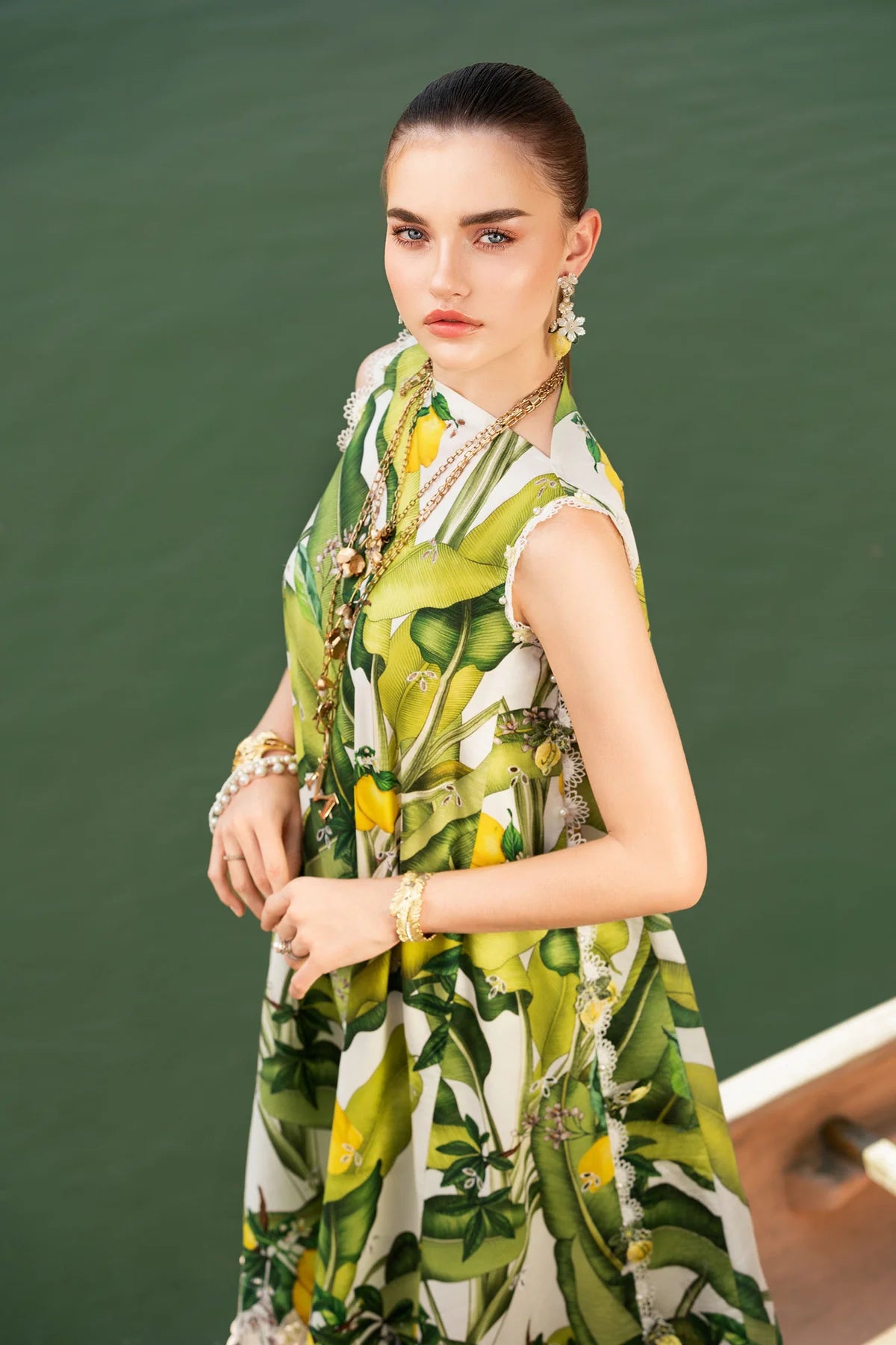M.B Lawn Unstitched three-piece Suit #1A
