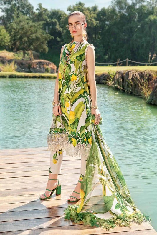 M.B Lawn Unstitched three-piece Suit #1A