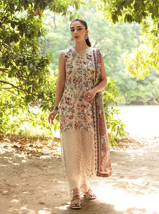ZNB CHTANI Lawn Unstitched three-piece With Embroided Patch