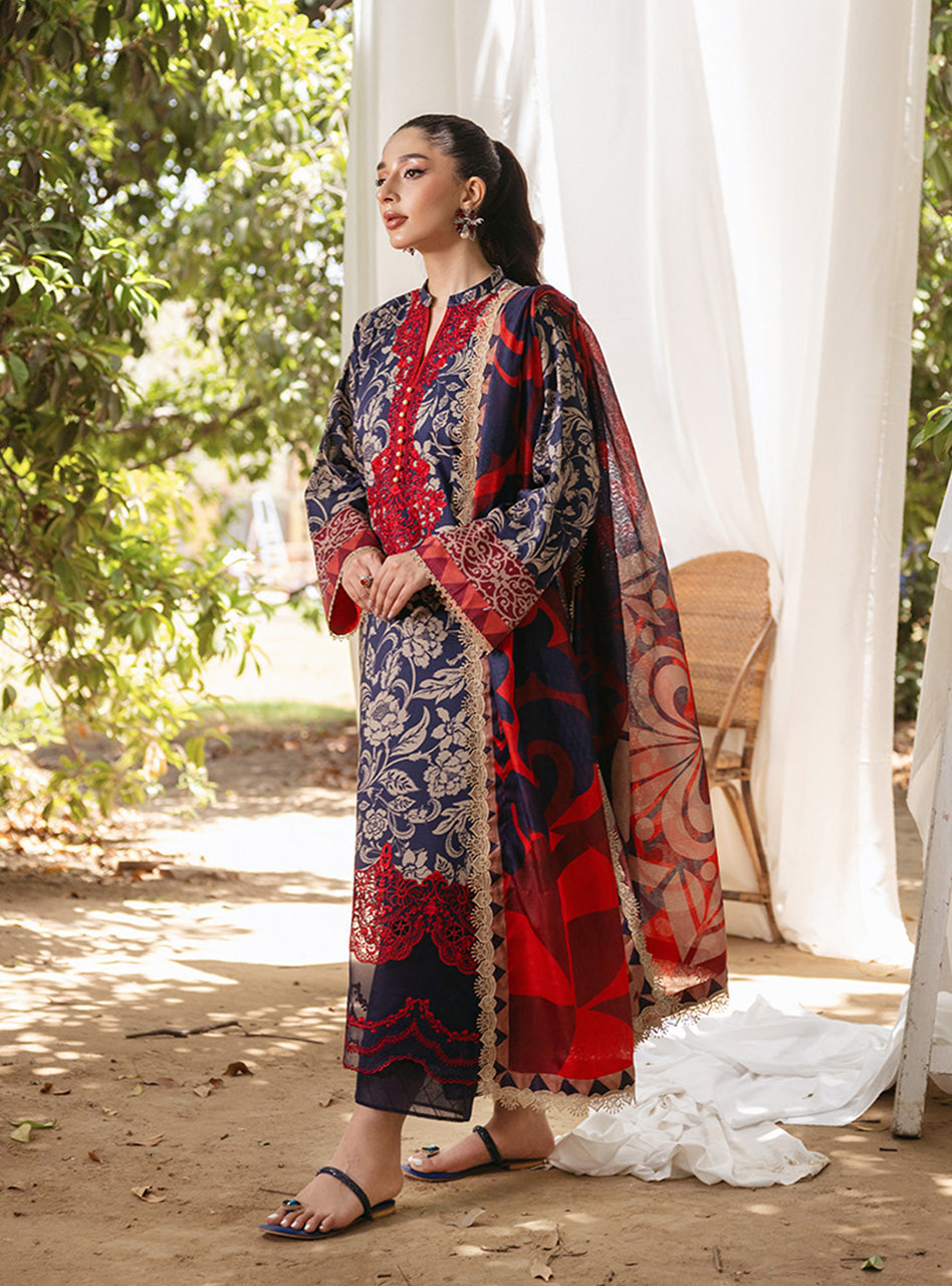 ZNB CHTANI Lawn Unstitched three-piece With Embroided Patch
