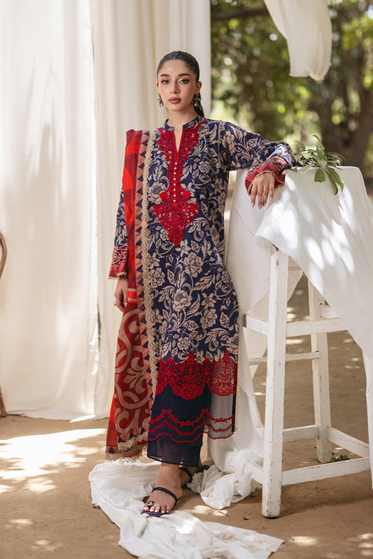 ZNB CHTANI Lawn Unstitched three-piece With Embroided Patch