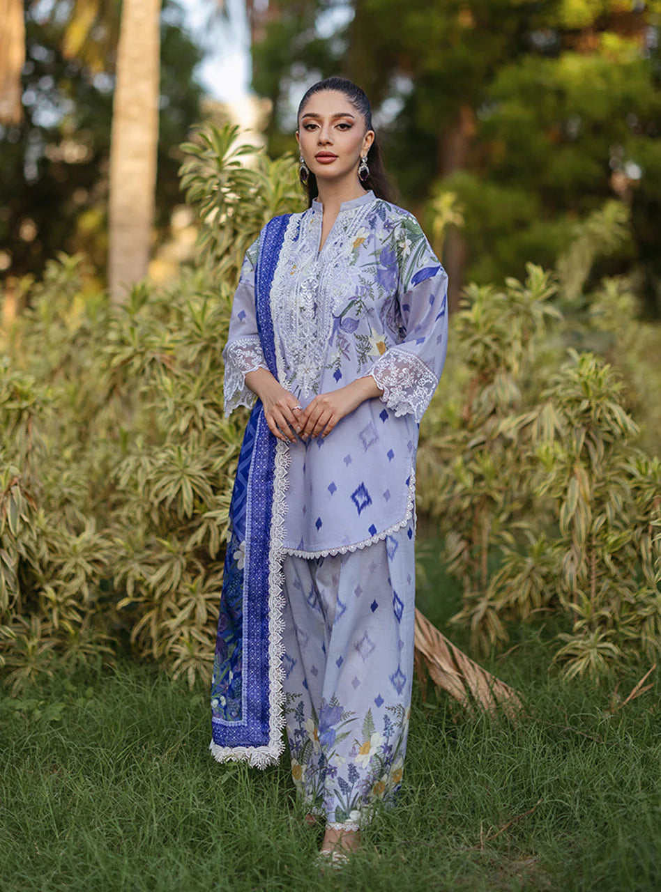 ZNB CHTANI Lawn Unstitched three-piece With Embroided Patch