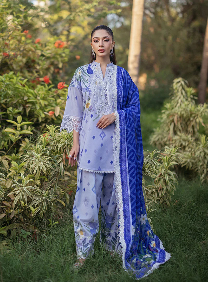 ZNB CHTANI Lawn Unstitched three-piece With Embroided Patch