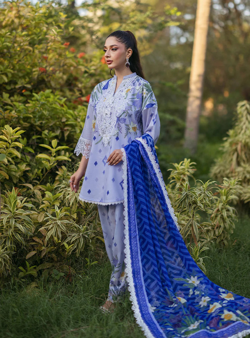 ZNB CHTANI Lawn Unstitched three-piece With Embroided Patch