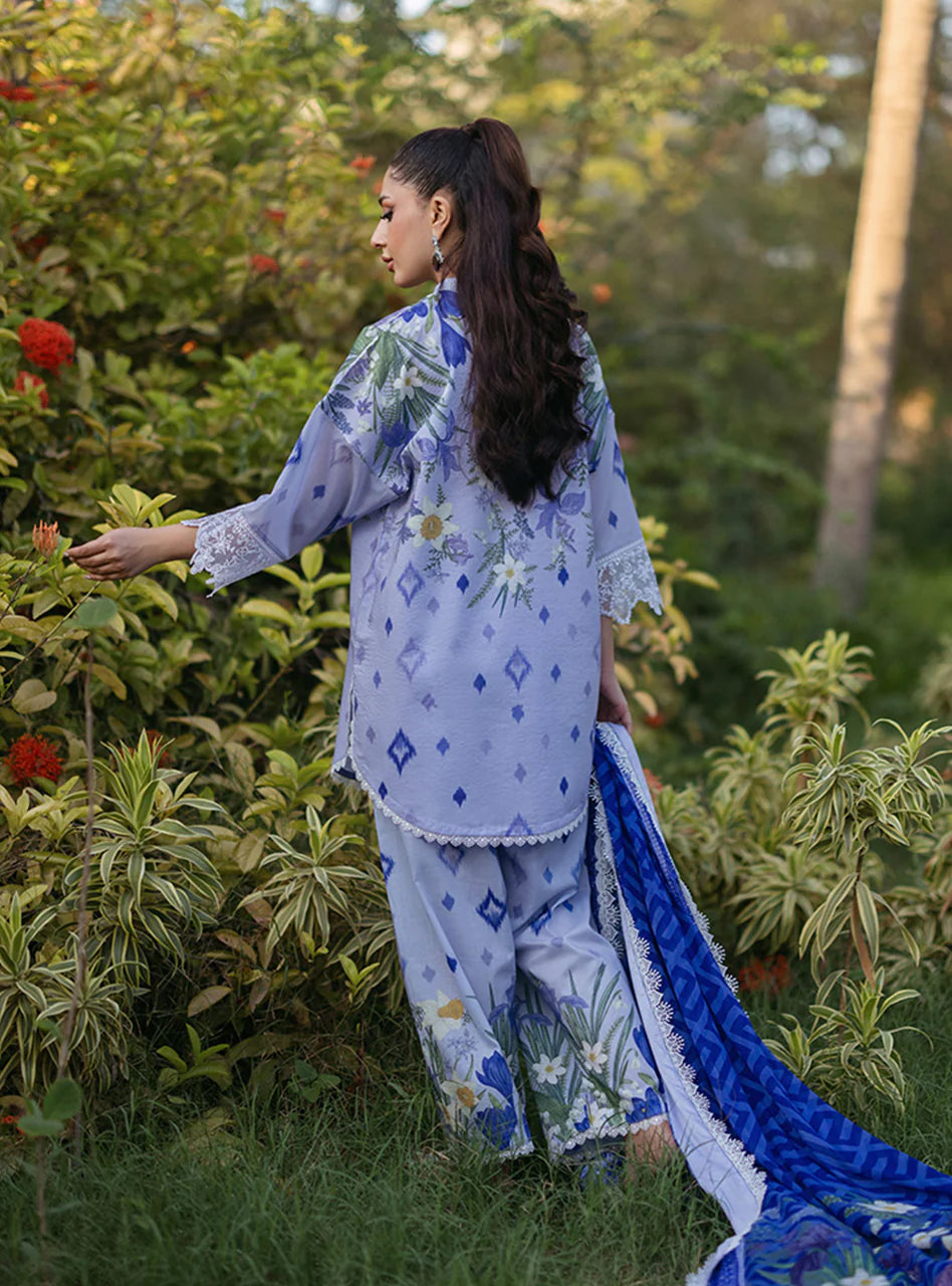ZNB CHTANI Lawn Unstitched three-piece With Embroided Patch