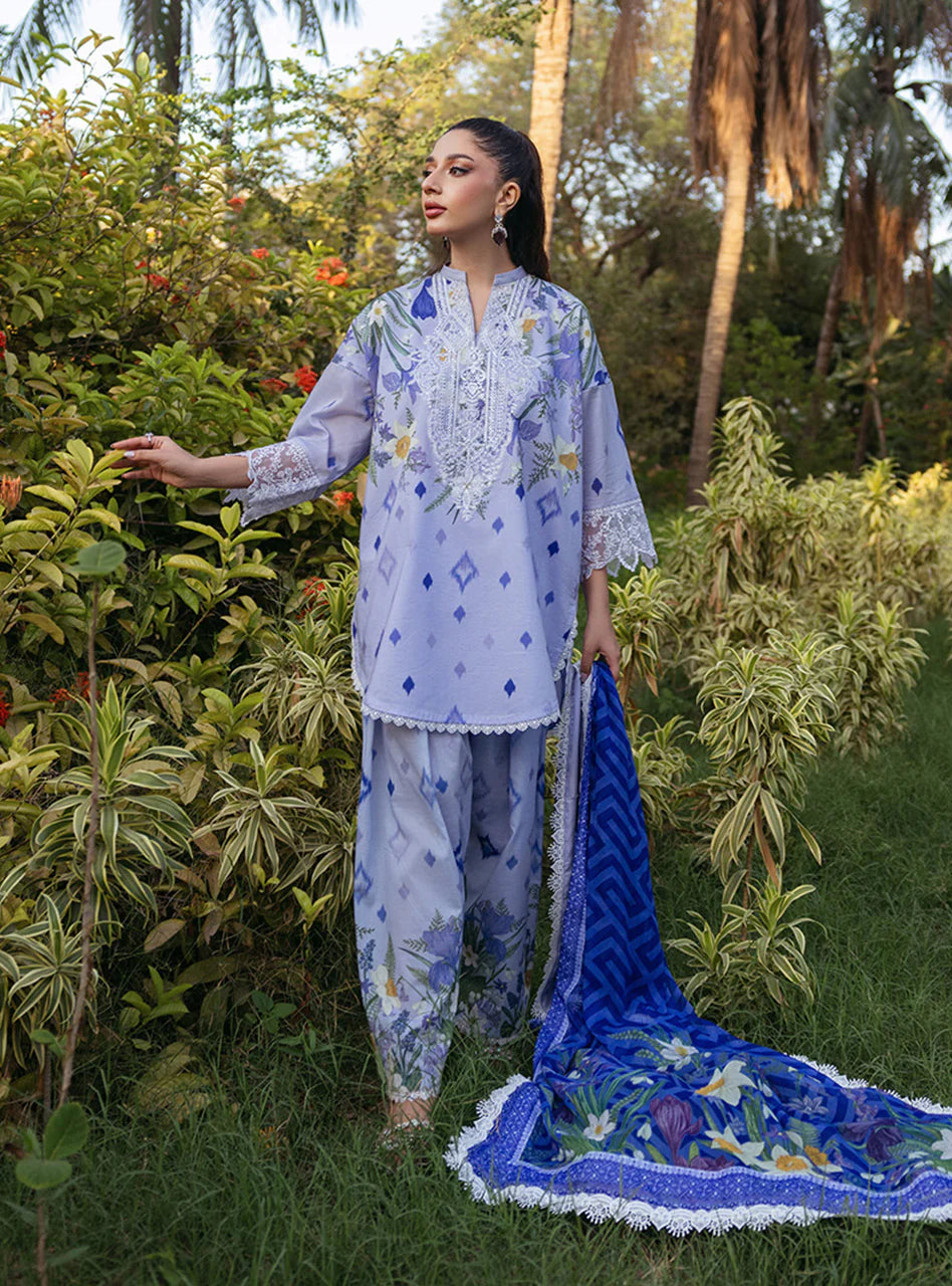 ZNB CHTANI Lawn Unstitched three-piece With Embroided Patch