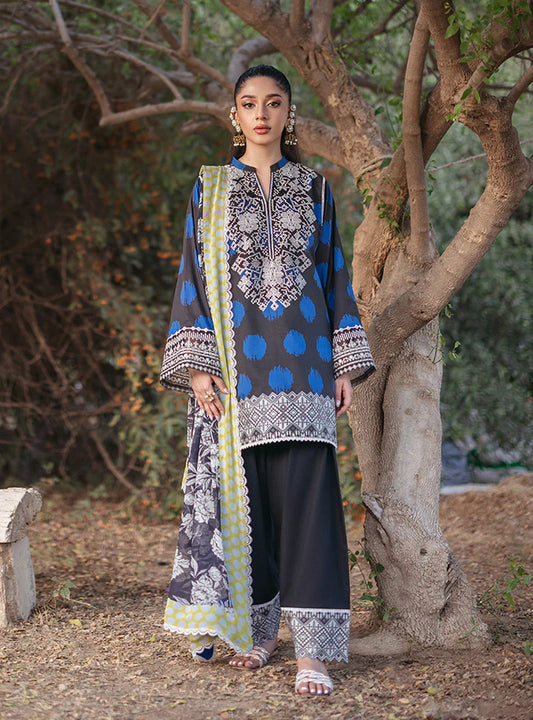 ZNB CHTANI Lawn Unstitched three-piece With Embroided Patch.
