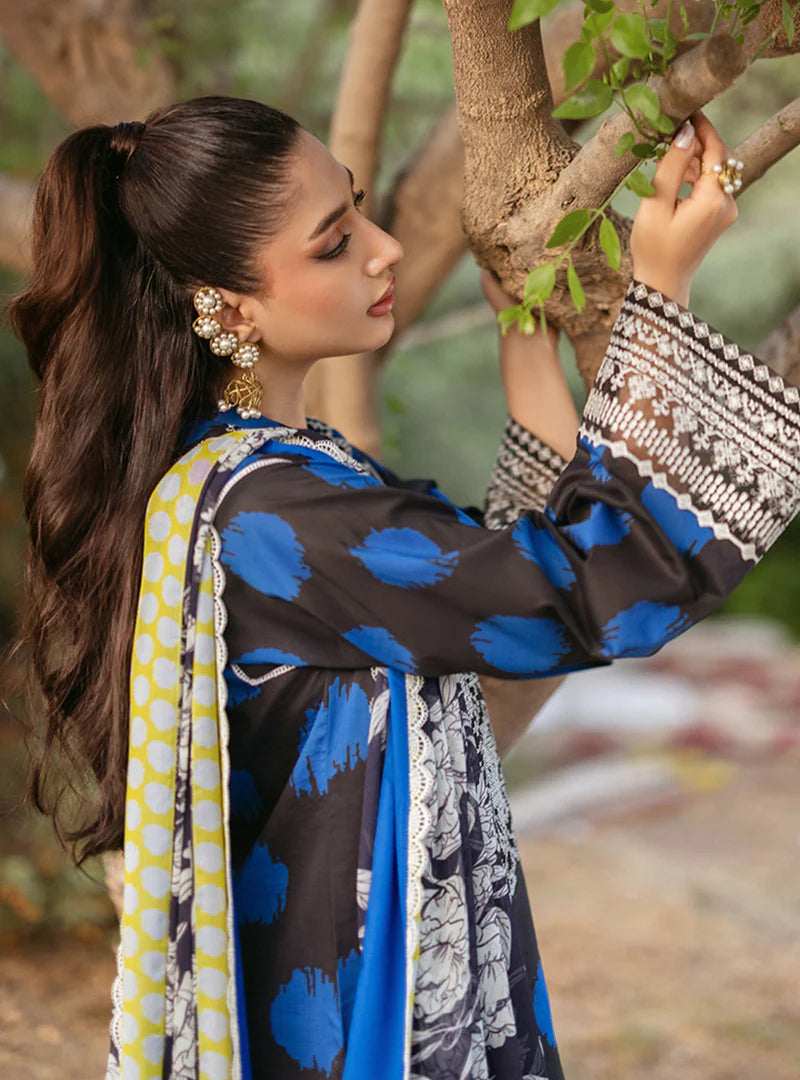 ZNB CHTANI Lawn Unstitched three-piece With Embroided Patch.