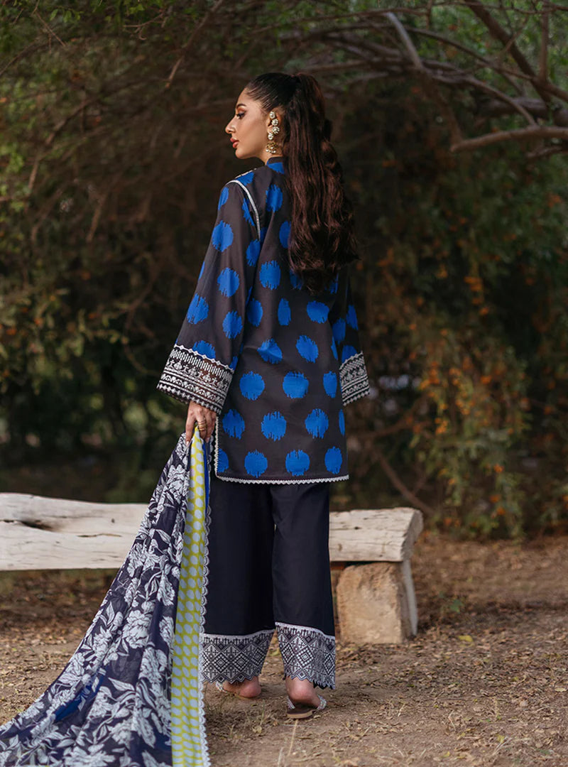 ZNB CHTANI Lawn Unstitched three-piece With Embroided Patch.