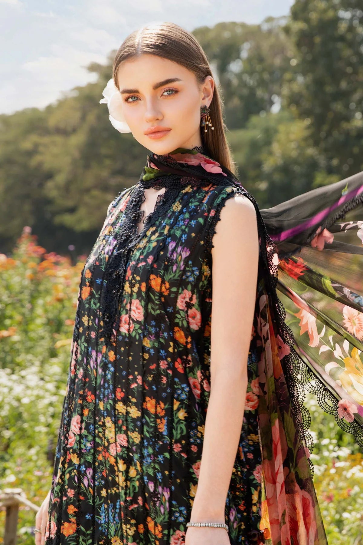 M.B Lawn Unstitched three-piece Suit #2A