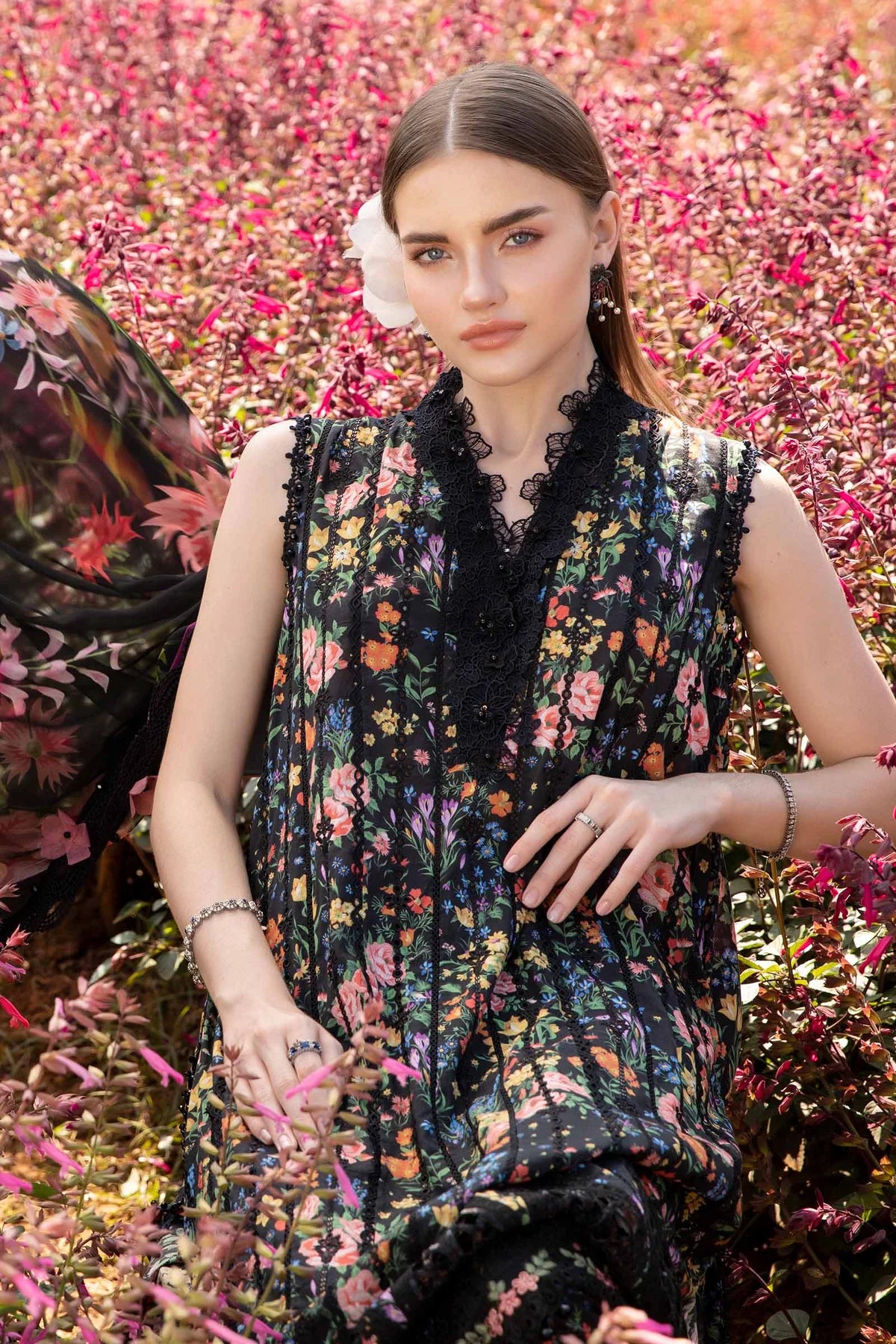 M.B Lawn Unstitched three-piece Suit #2A