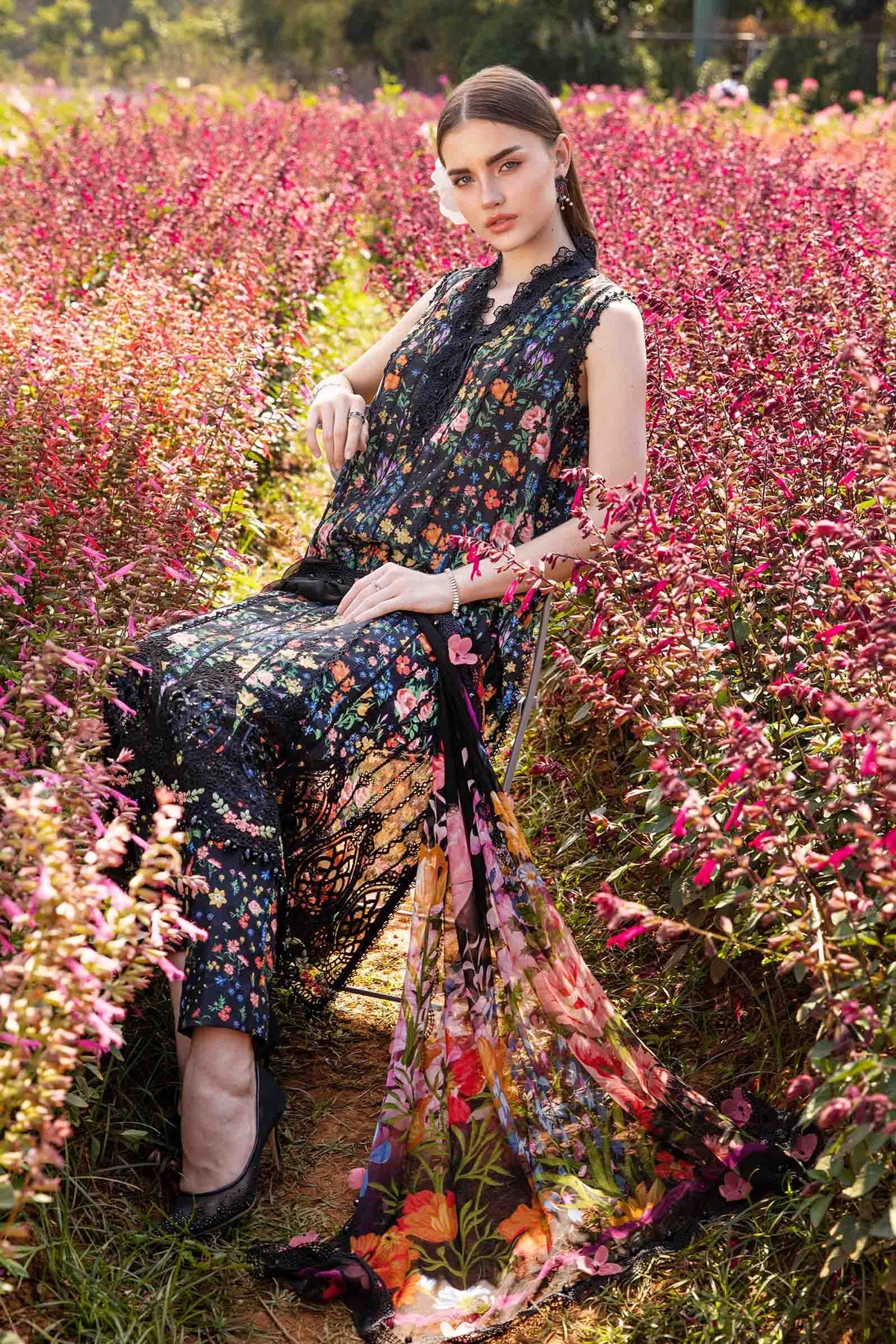 M.B Lawn Unstitched three-piece Suit #2A