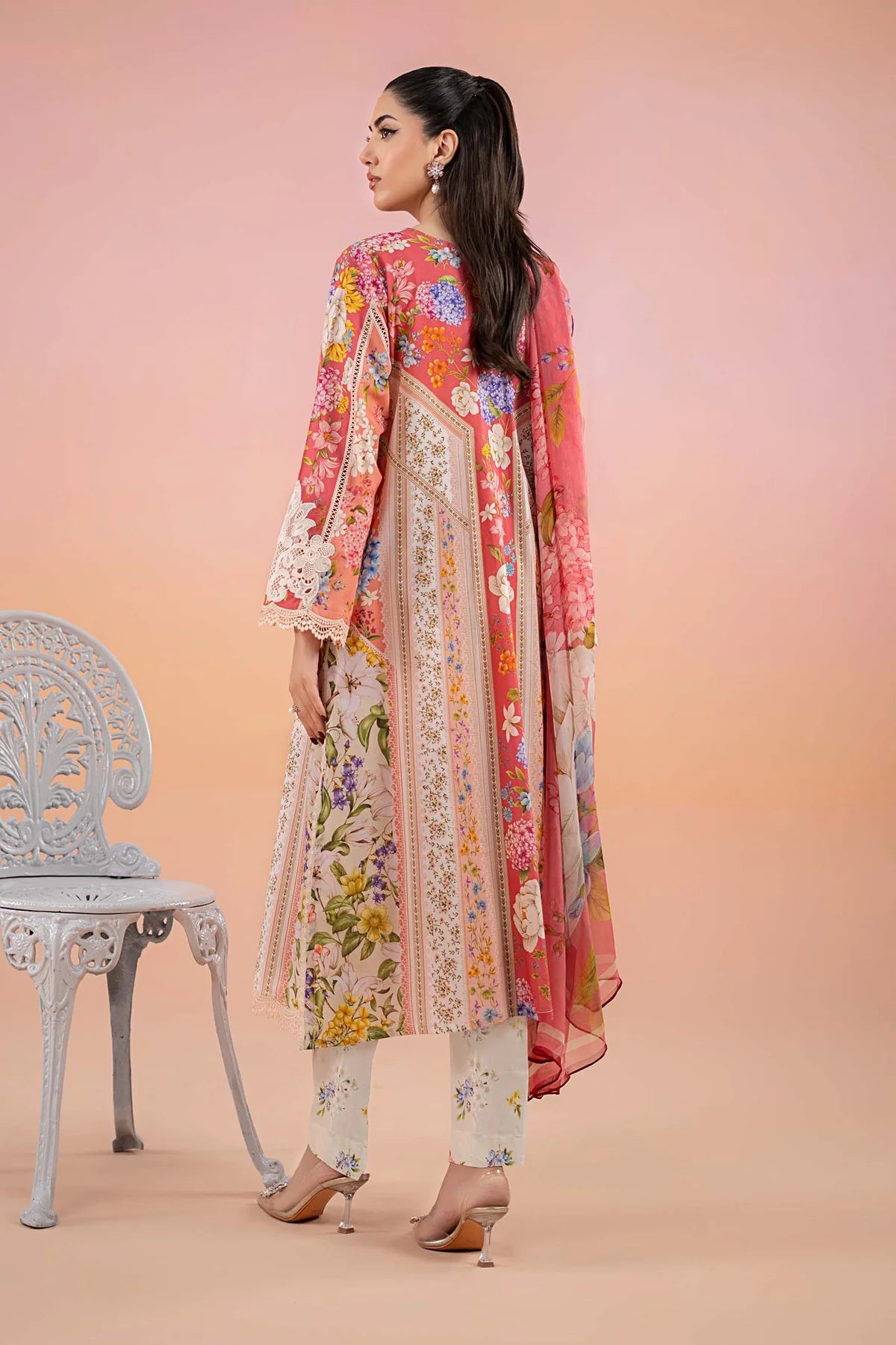 M.B Lawn Unstitched three-piece Suit #3A