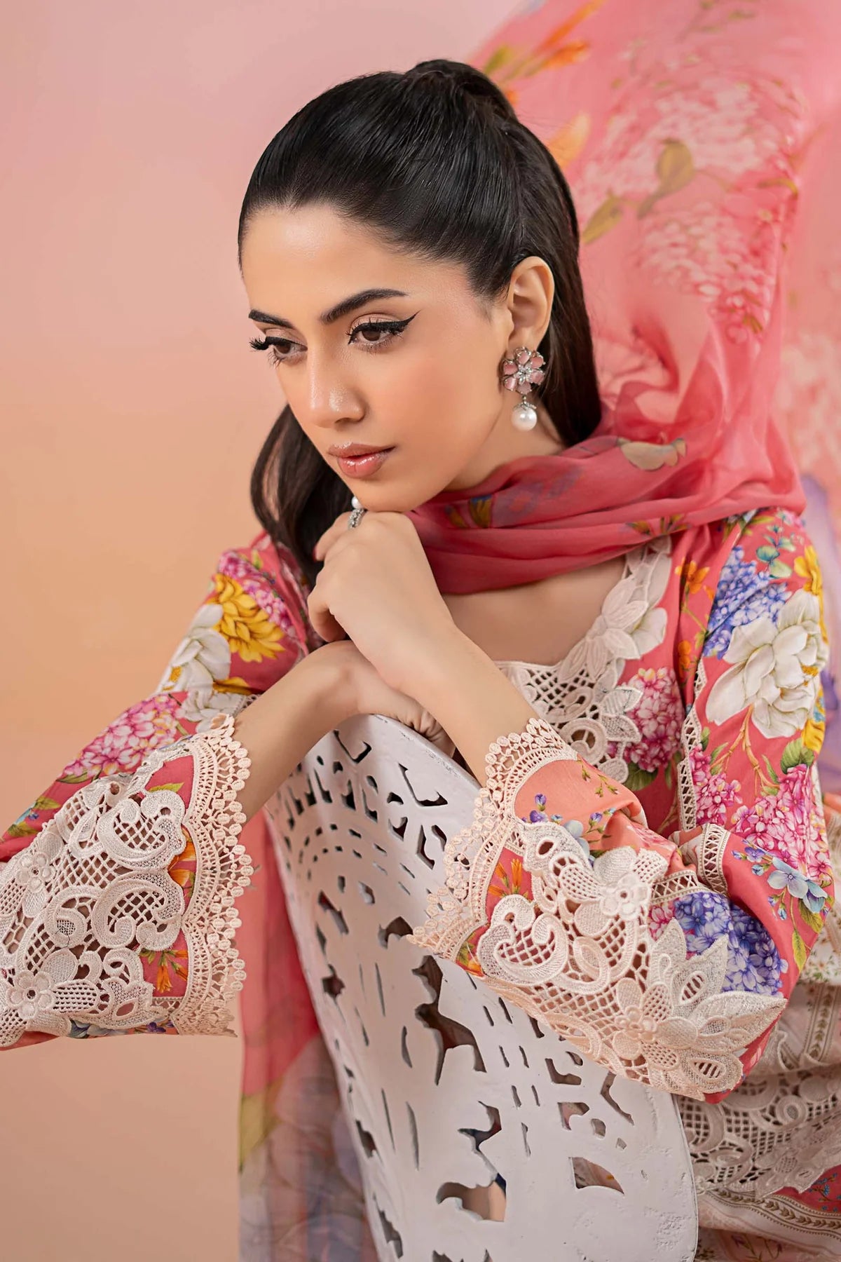 M.B Lawn Unstitched three-piece Suit #3A
