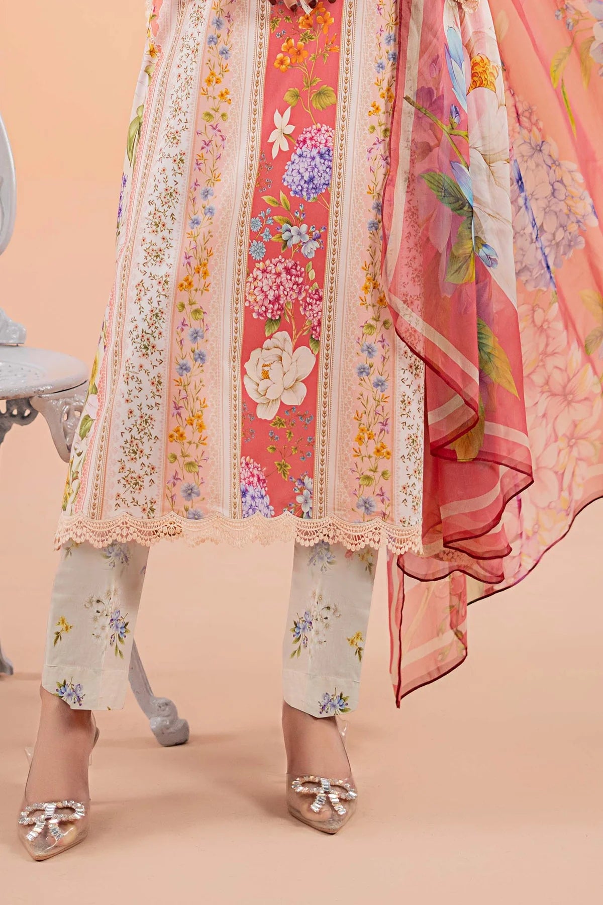 M.B Lawn Unstitched three-piece Suit #3A
