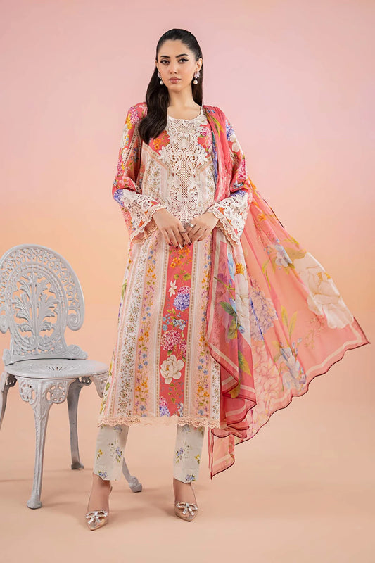 M.B Lawn Unstitched three-piece Suit #3A