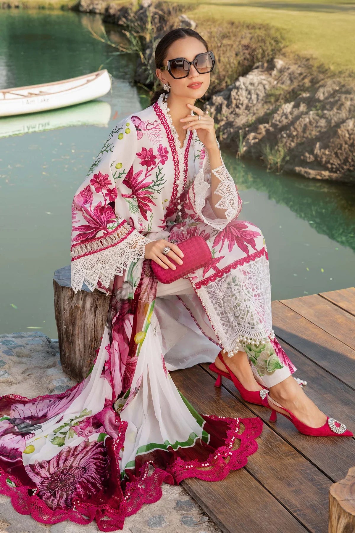 M.B Lawn Unstitched three-piece Suit #4A
