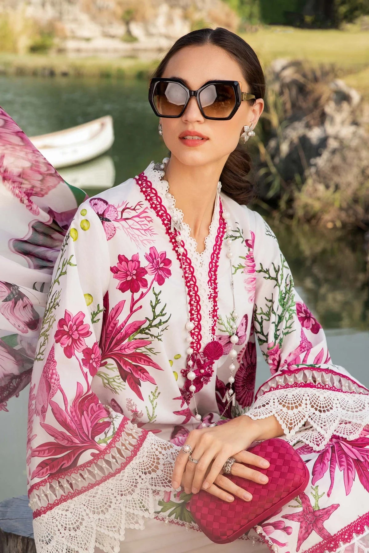 M.B Lawn Unstitched three-piece Suit #4A