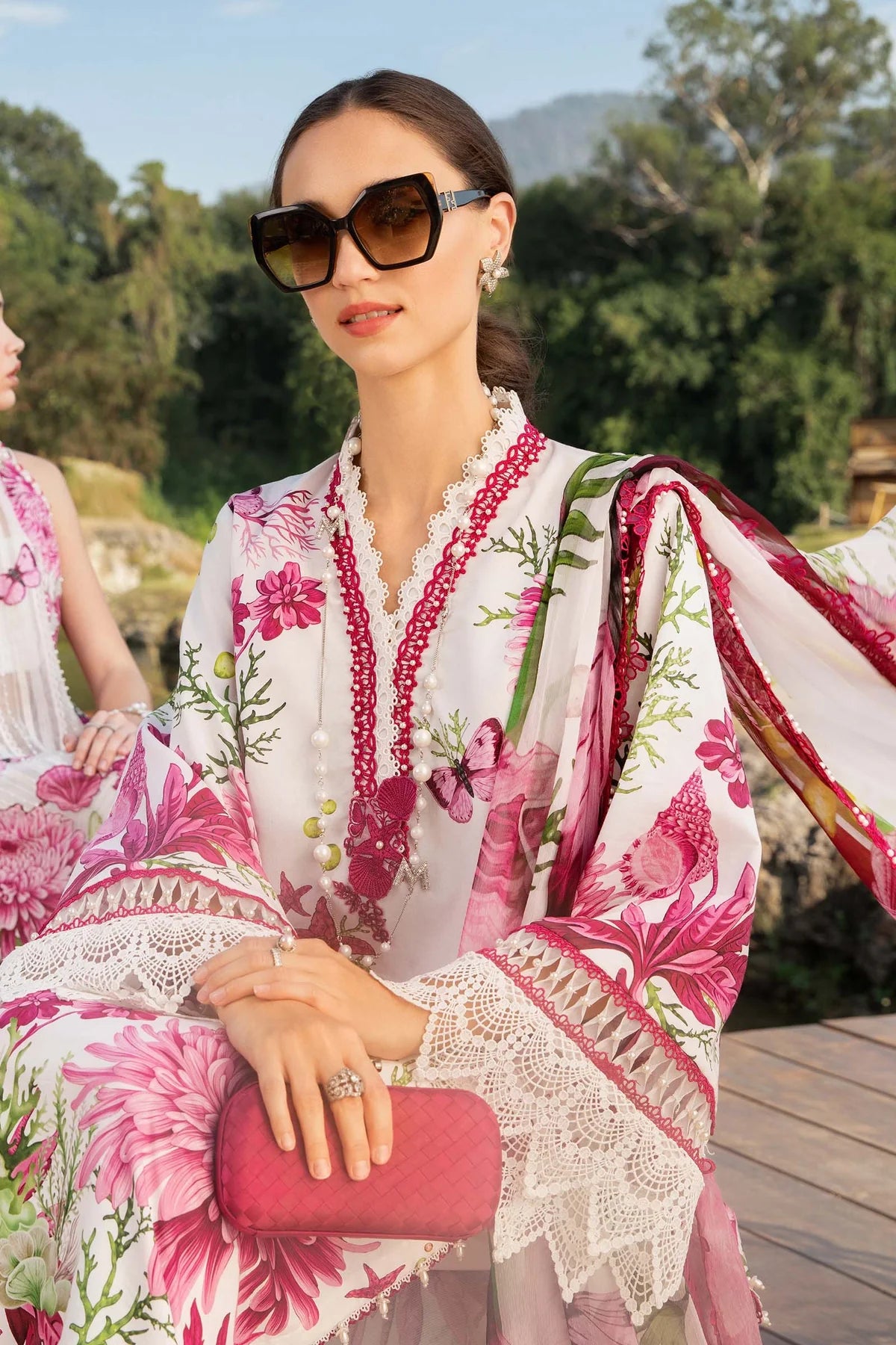 M.B Lawn Unstitched three-piece Suit #4A