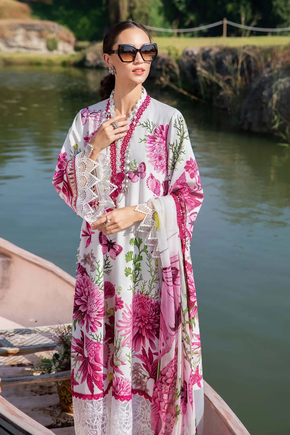 M.B Lawn Unstitched three-piece Suit #4A