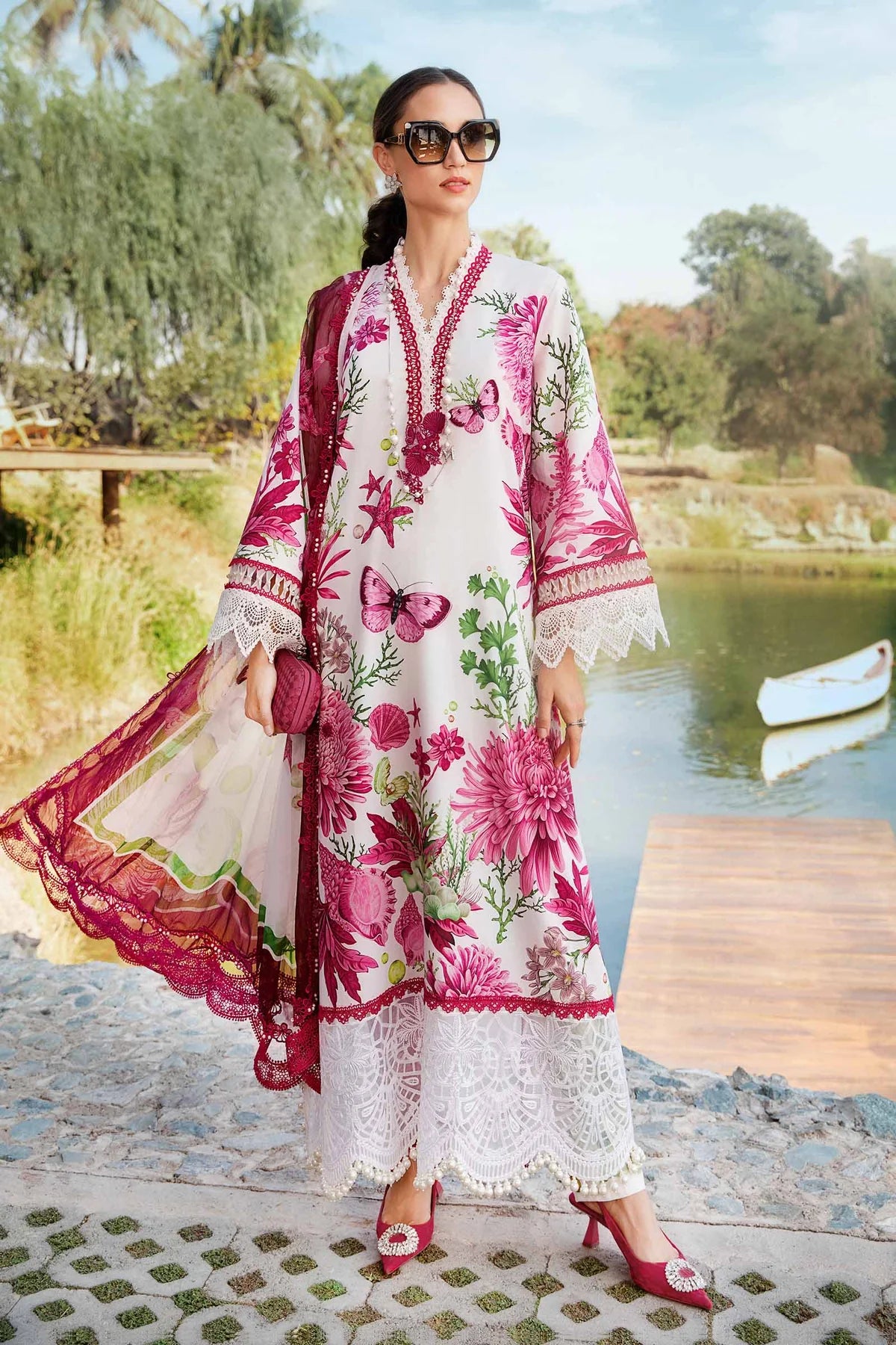 M.B Lawn Unstitched three-piece Suit #4A