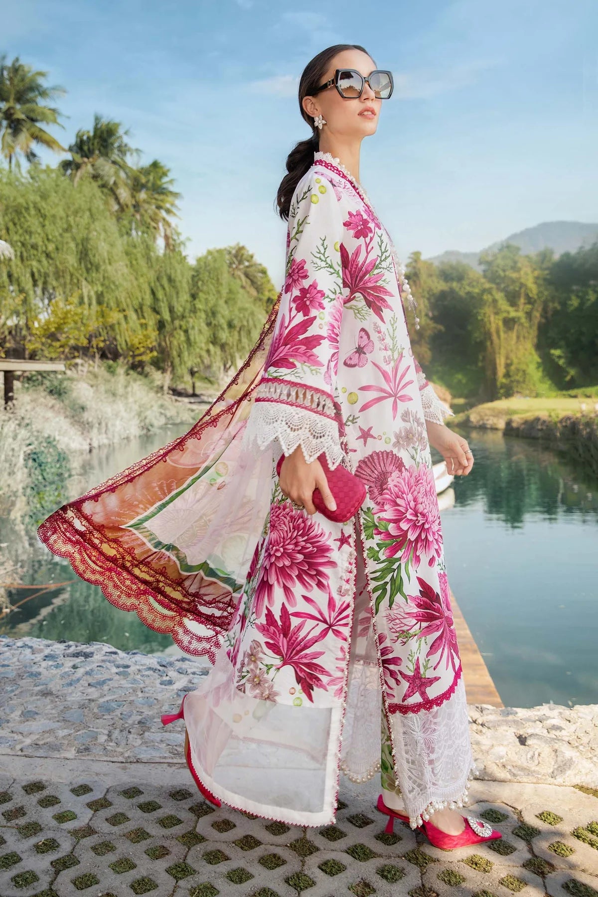 M.B Lawn Unstitched three-piece Suit #4A