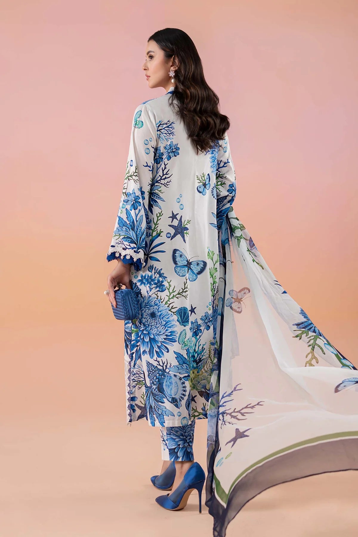 M.B Lawn Unstitched three-piece Suit #5A