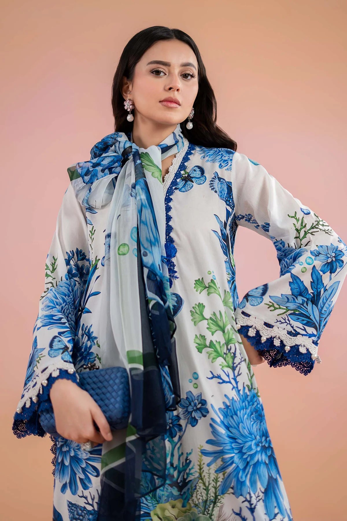 M.B Lawn Unstitched three-piece Suit #5A